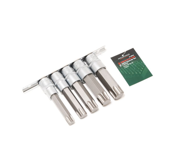 Набір головок-біт Torx 6-променевих, 5 пр. (Т60, Т70, Т80, Т90, Т100; L-100мм) 1/2, на планці ROCKFORCE RF-40914L