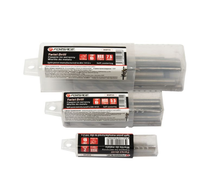Свердло по металу 1мм HSS (10шт) в пласт. футлярі Forsage F-DSP10