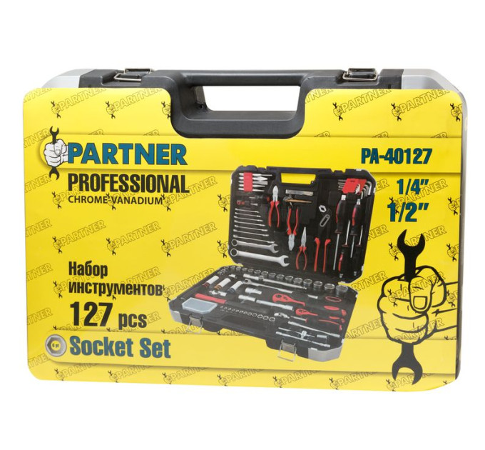 Набор инструментов 127 предметов 1/2",1/4", 3/8" (6гр.) Partner PA-40127