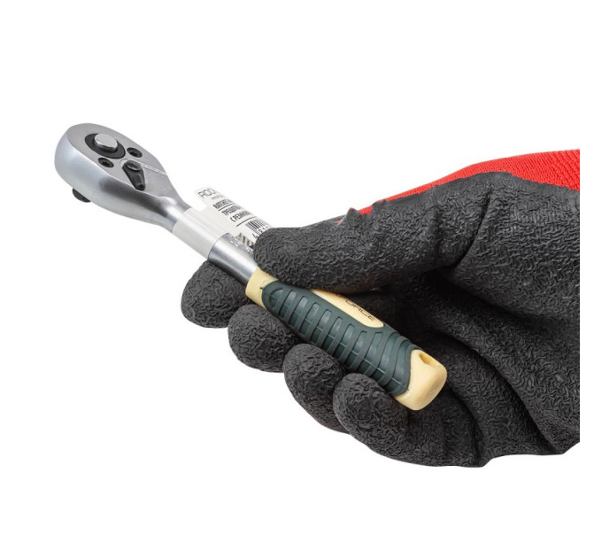 Тріскачка 1/4" реверсивна з гумовою ручкою (L-150мм, 48зуб) ROCKFORCE RF-80222W