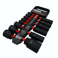 Набор ударных головок комбинированный 14пр.,1/2''(короткие:10,12-15,27,30,32мм,глубокие:17,19,21,22,24,36мм),на пластиковом держателе FORSAGE F-4149MPB
