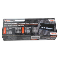 Отвертка ударная с набором бит и адаптером,14пр.1/2"(F)х5/16"(F) (PH1,2,3х35мм; PH3х70мм; SL5,6,8,9х