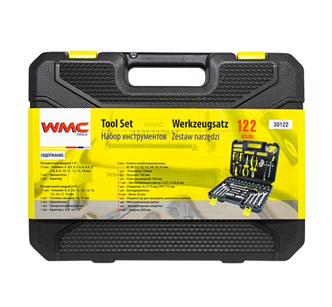 Набір інструментів 122пр. 1/4'' 3/8'' (6гр) (4-19мм) WMC TOOLS WT-30122