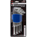 Набір ключів Г-подібних TORX довгих, 15пр. (Т6, Т7, Т8, Т9, Т10, Т15, Т20, Т25, Т27, T30, T40, T45,