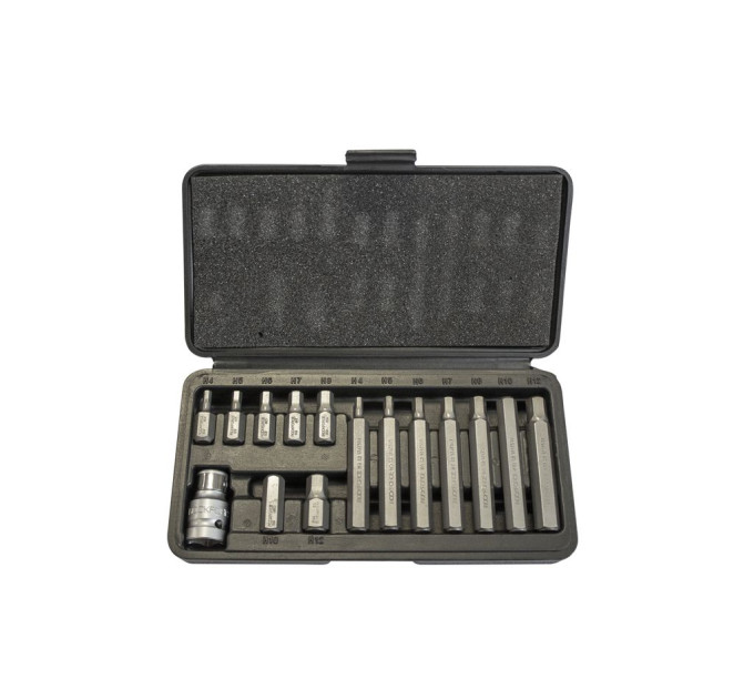 Набор бит 15пр. 1/2" Hex с битодержателем (H10, H12, H4, H5, H6, H7, H8мм) ROCKFORCE RF-4155