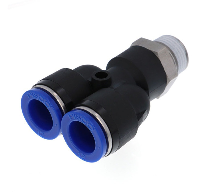 Фитинг Y-образный для пластиковых трубок 12мм с наружной резьбой 1/4" ROCKFORCE RF-SPX12-02