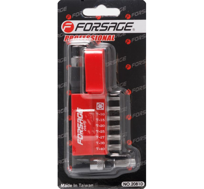 Набір біт Torx 1/4" з Г-подібним бітотримачем 8пр. (Т10,15,20,25,27,30,40)