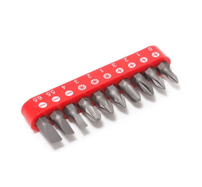Набір біт 1/4" 10пр. (PH.0,1,2,3, PZ.1,2,3, SL 4, 5.5, 6.5мм - 25ммL)