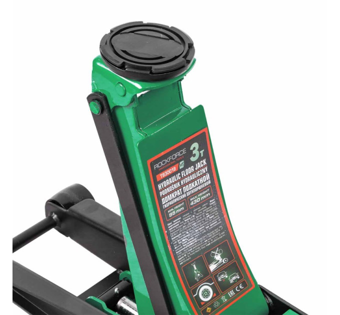Домкрат підкатний гідравлічний двопоршневий 3т (h min 85мм, h max 430мм) ROCKFORCE RF-T830018 HT