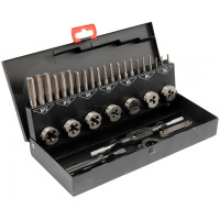 Набор метчиков и плашек, 32 пр., в металлическом кейсе RockForce RF-M032-1