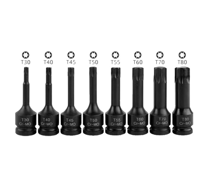 Набор головок-бит ударных 8пр. 1/2" TORX (T30, T40, T45, T50, T55, T60, T70, T80) в кейсе FORCEKRAFT FK-4088MPB