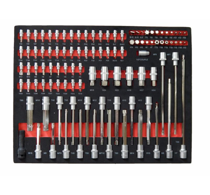 Набір біт і головок-біт 101пр.1/4",5/16", 1/2" (PH, PZ, SL, TORX, TORX з отвором, HEX, SPLINE) (ложемент)