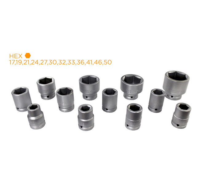 Набір головок 3/4" 6гр. 16пр. (17,19,21,24,27,30,32,33,36,38,41,46,50мм)