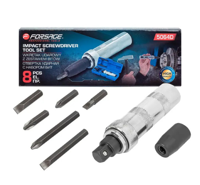 Викрутка ударна з набором біт 8пр. FORSAGE F-5064D