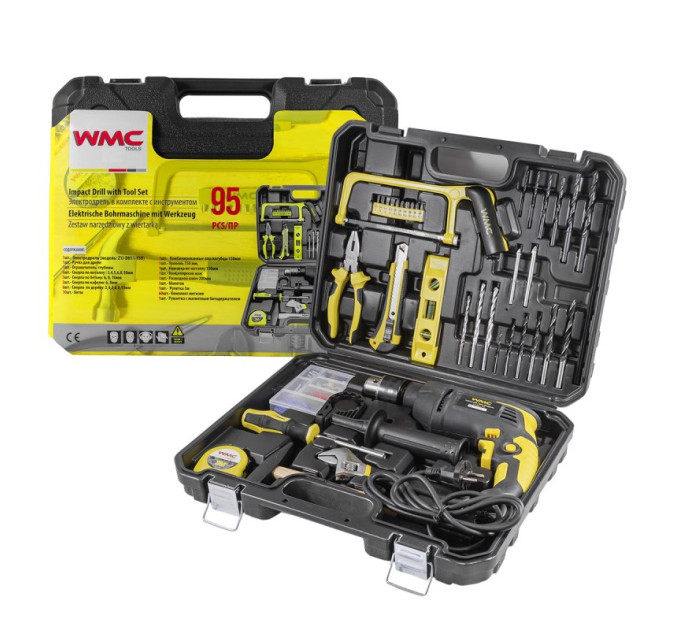 Набор инструментов с ударной дрелью 95 предметов WMC Tools WT-1095