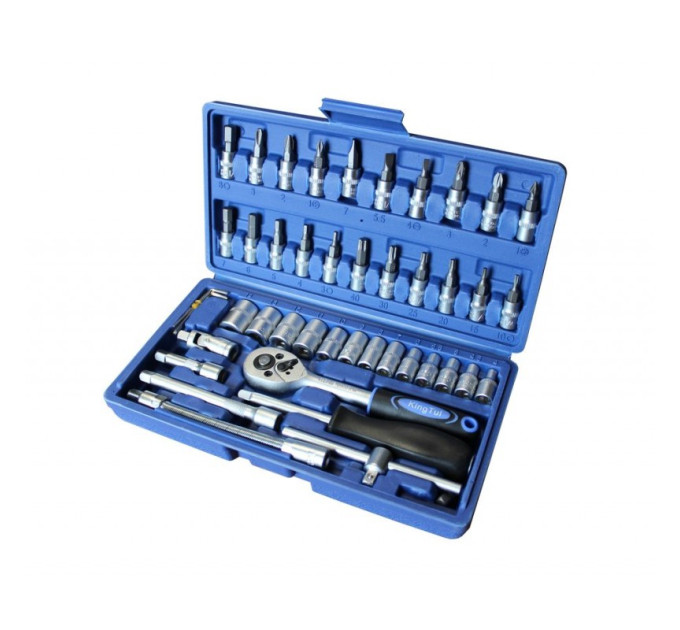 Набір інструментів, 46пр. 1/4 "(6гр.) Профі (4-14мм) в кейсі KINGTUL KT-46