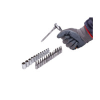 Набор головок и бит с трещоткой 28пр. 1/4'' (4-13мм; Torx:T10-T30; Hex:H3-H6; Slotted:SL4.5-SL7; Philips: PH1-PH2) IS-2028-5