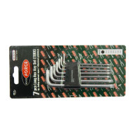 Набір ключів Г-подібних TORX довгих 7пр.(Т10,Т15,Т20,Т25,Т27,Т30,Т4), в пластиковому тримачі