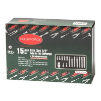 Набір біт TORX з отвором і бітотримачем, 15пр. 1/2 (L: 30/75мм; Т20, Т25, Т30, Т40, Т45, Т50, Т55),