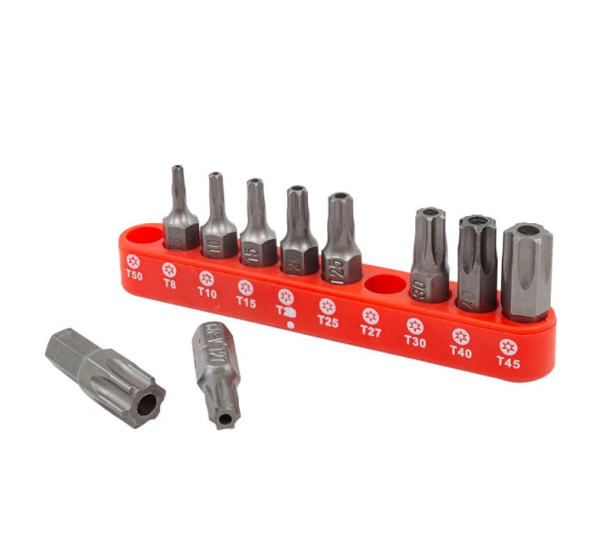Набір біт 10пр. 1/4" Torx з отвором (T10H, T15H, T20H, T25H, T27H, T30H, T40H, T7H, T8H, T9H; L-25мм) ROCKFORCE RF-21022T