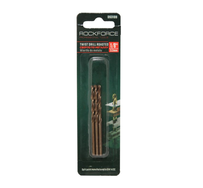 Свердло по металу 2мм HSS + Co (3шт), в блістері ROCKFORCE RF-DS3564