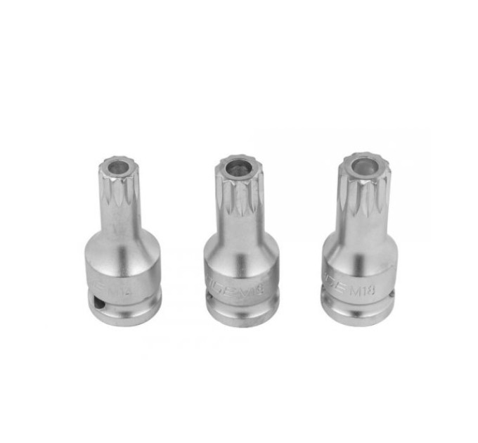 Набір Головок-біт SPLINE з отвором 1/2", 3пр. (L-60мм, M14, M16, M18)