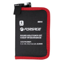 Набір пробійників 6пр. (3.2, 4, 4.8, 5.6, 6.4, 8мм), у сумці Forsage F-3691B