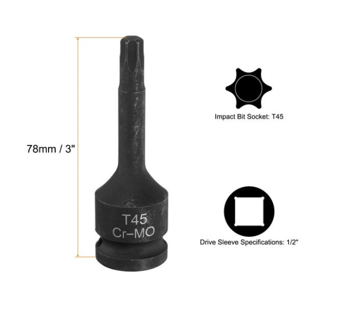 Головка 1/2" с насадкой Torx T45 ударная FORCEKRAFT FK-24607845MPB