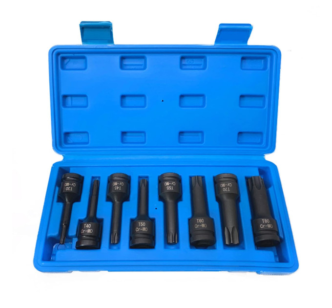 Набор головок-бит ударных 8пр. 1/2" TORX (T30, T40, T45, T50, T55, T60, T70, T80) в кейсе FORCEKRAFT FK-4088MPB