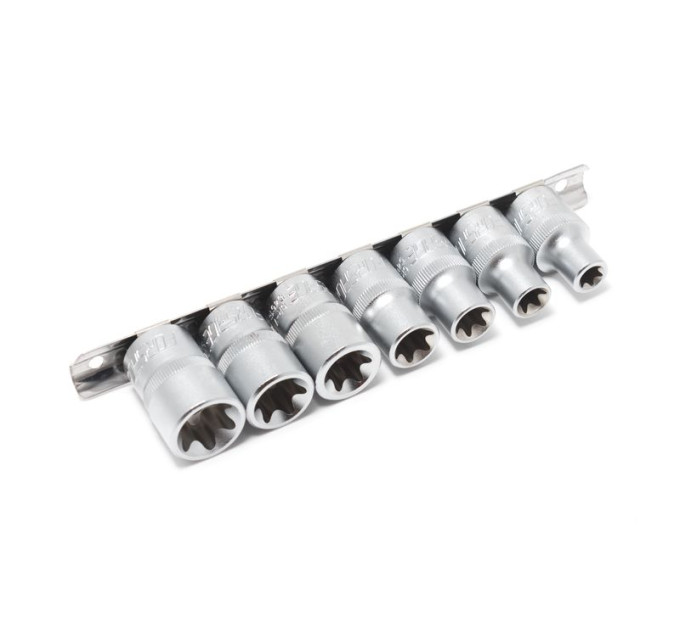 Набір головок Е-профіль 1/2" 7пр. (E10, E12, E14, E16, E18, E20, E22) на планці