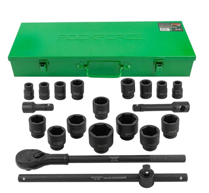 Набір ударних інструментів 21пр, 3/4" (6гр.) ROCKFORCE RF-6212-5MPB