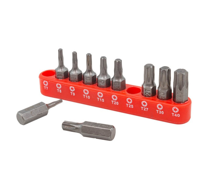 Набір біт 10пр. 1/4" Torx (T10, T15, T20, T25, T27, T30, T40, T7, T8, T9; L-25мм) ROCKFORCE RF-21022