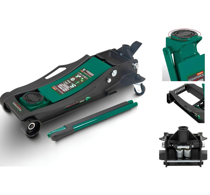 Домкрат 5т підкатний (96-595 мм) з педаллю Rockforce RF-T815011L