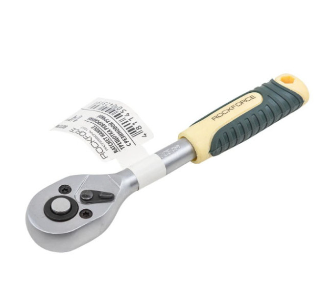 Тріскачка 1/4" реверсивна з гумовою ручкою (L-150мм, 48зуб) ROCKFORCE RF-80222W