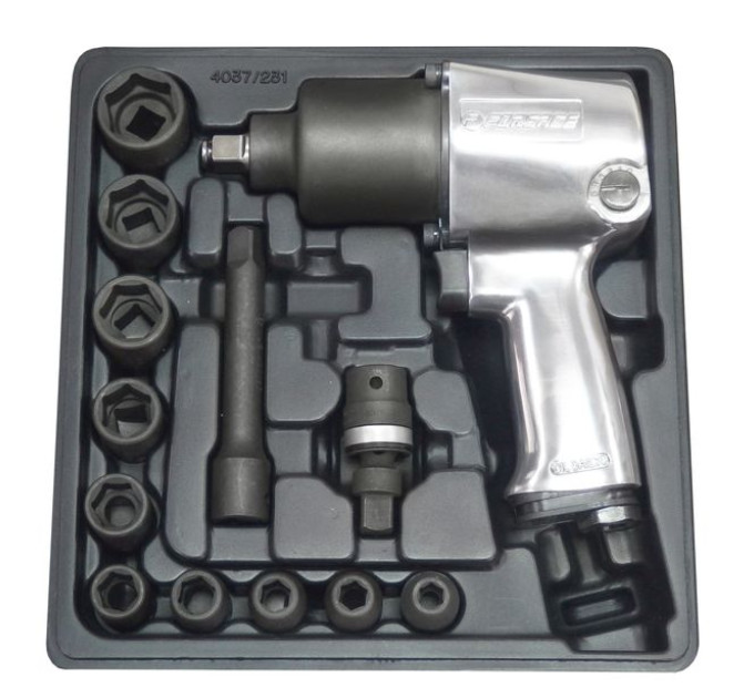 Пневмогайковерт 1/2", 813Нм (120л/хв) з головками 12 пр.(10,12,13,14,17,19,22,24,27мм)