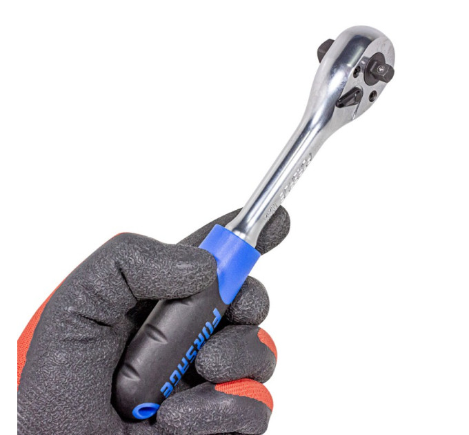 Трещотка 1/4"-3/8" (72 зуб.) реверсивная двухсторонняя с прорезиненной рукояткой (L-200мм) Forsage F-802321