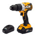 Дриль-шуруповерт акумуляторний (JCB-BLCD-BE) 18V, max 65Nm в комплекті із зарядним пристроєм (JCB-18VFC-E) 2.4A та батареєю акумуляторною (JCB-20LI-E) 2.0AH JCB-18BLCD-2XB-E