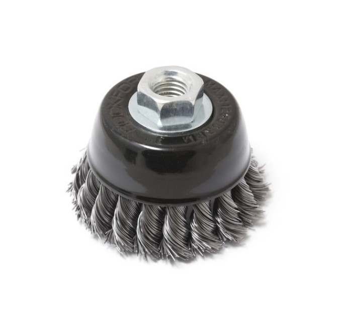 Кордщітка чашеподібна сталева кручена для КШМ 75мм RockForce RF-BWC103