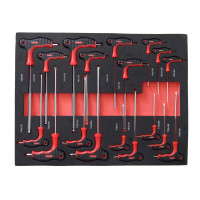 Набір (ложемент) ключів TORX Т-подібних з шаром 6-гранних, 18пр.(Н:2,2.5,3х100;4,5,6,7х150;8,10х200мм;Т:10х75;1