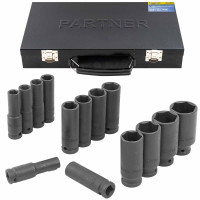 Набор головок ударных 14пр. 1/2" 6-гранные (11-15, 17-19, 21, 22, 24, 27, 30, 32мм) Partner PA-4141MPB