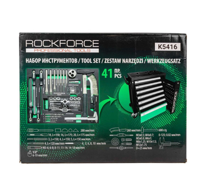 Набір ударного та ріжучого інструменту Rockforce 41 предмет, в ложементі RF-K5416
