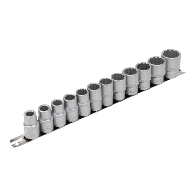 Набір головок 1/2" 12 пр. (12гр. - 10, 11, 12, 13, 14, 15, 16, 17, 18, 19, 22, 24мм) на планці