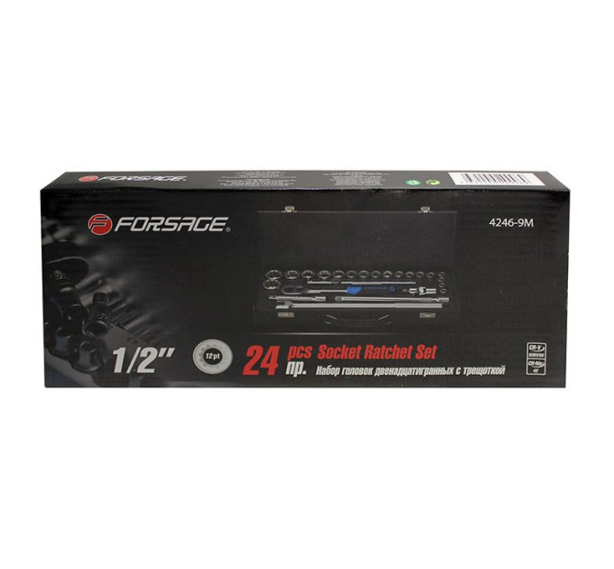 Набір інструментів 24 предмети 1/2'' (12гр.) (10-32мм) Forsage F-4246-9M