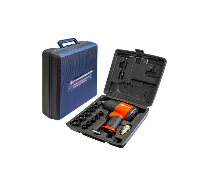 Пневмогайковерт 1/2''(720Нм) + головки (12-24мм) FORCEKRAFT FK-RT-5270K