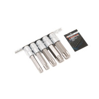 Набор головок-бит 5пр. 1/2" Torx 6-лучевых (Т60, Т70, Т80, Т90, Т100; L-100мм) на планке Forsage F-40914L