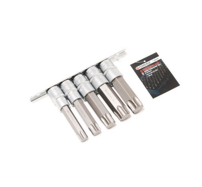 Набор головок-бит 5пр. 1/2" Torx 6-лучевых (Т60, Т70, Т80, Т90, Т100; L-100мм) на планке Forsage F-40914L