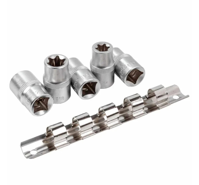 Набір головок Е-профіль 1/2" 5пр. ( E12, E14, E16, E18, E20) на планці ROCKFORCE RF-4053