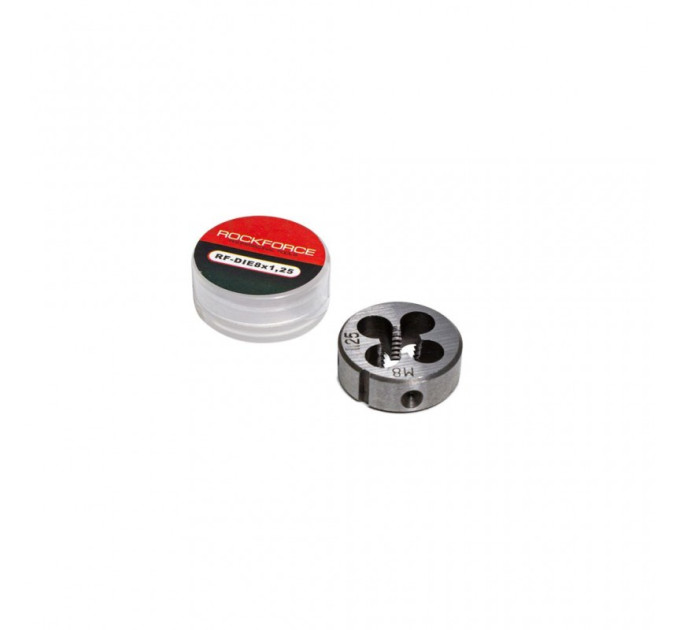 Плашка M8x1,25-ø25мм, у пластиковому футлярі ROCKFORCE RF-DIE8x1,25