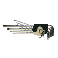 Набір ключів шестигранних 9пр. HEX/TORX, екстрадовгих (Hex: 1.5, 2, 2.5, 3, 4, 5, 6, 8, 10, Torx: T10, T20, T27, T30, T40, T50, T55) ROCKFORCE RF-5093TXL