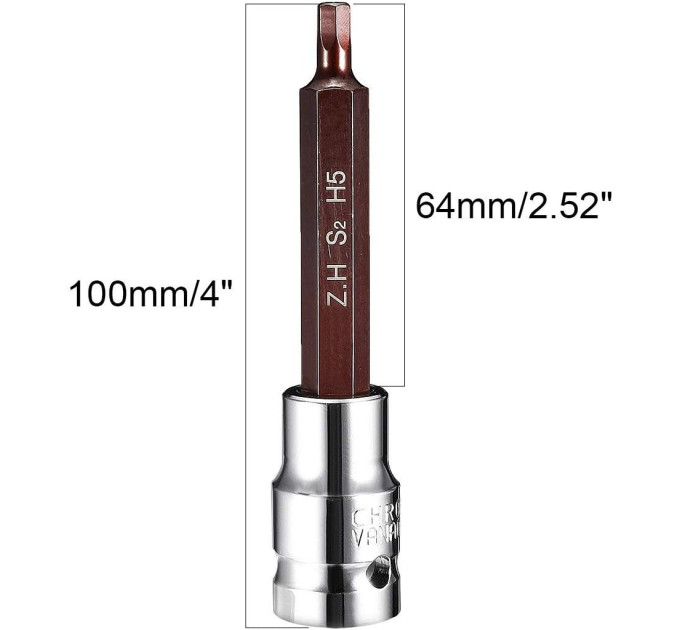 Головка 1/2" с насадкой Hex 5мм L-100мм Forsage F-34410005 Premium
